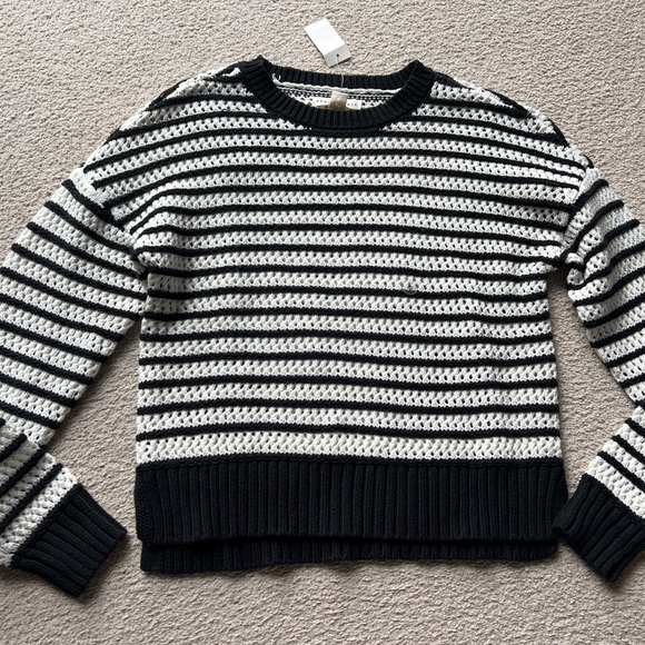 Aeropostale Women Cable Knit Cropped Pullover Sweater Top Long Sleeve Striped XS - Picture 1 of 11